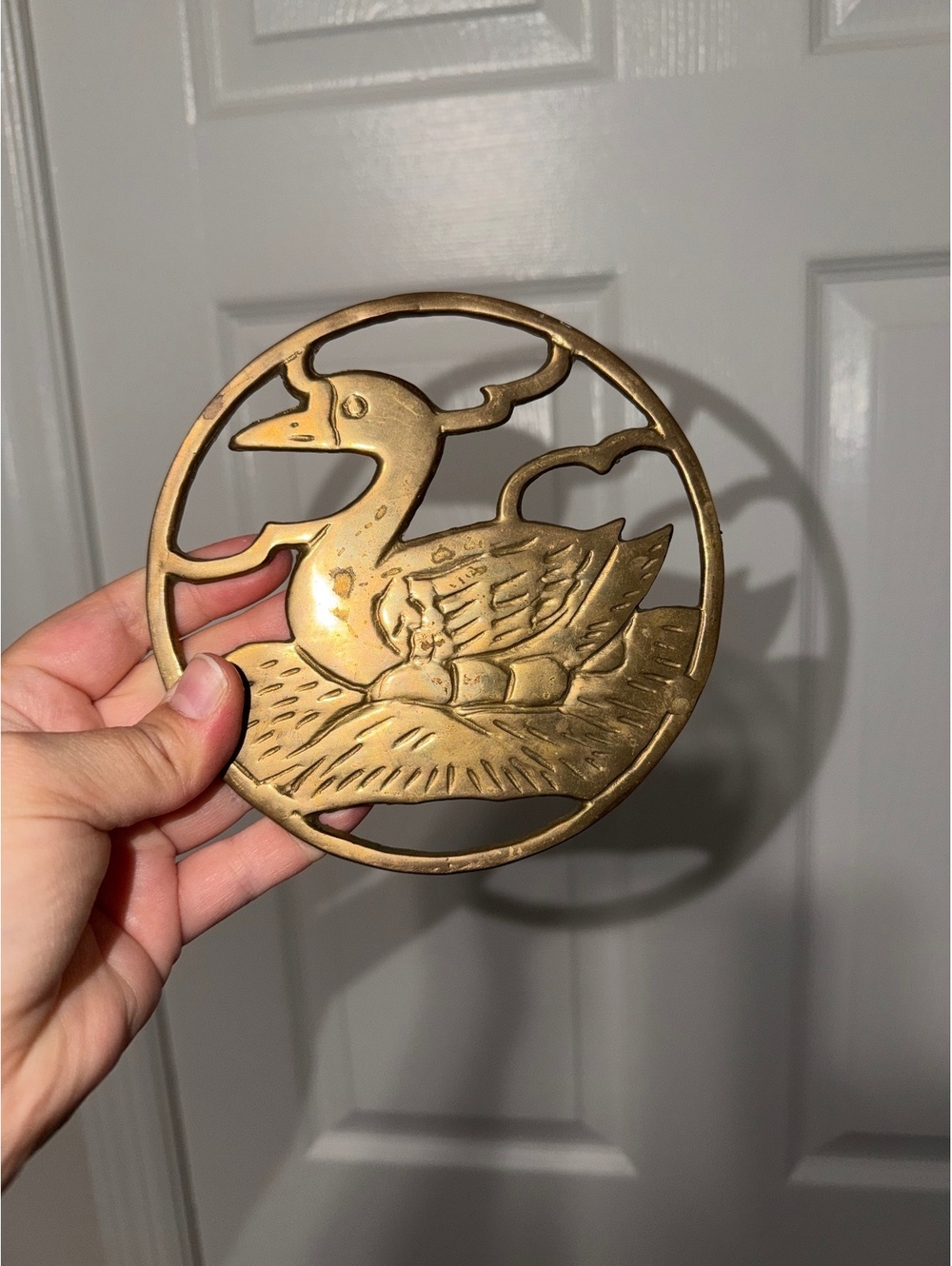 Vintage Brass Goose Trivet
